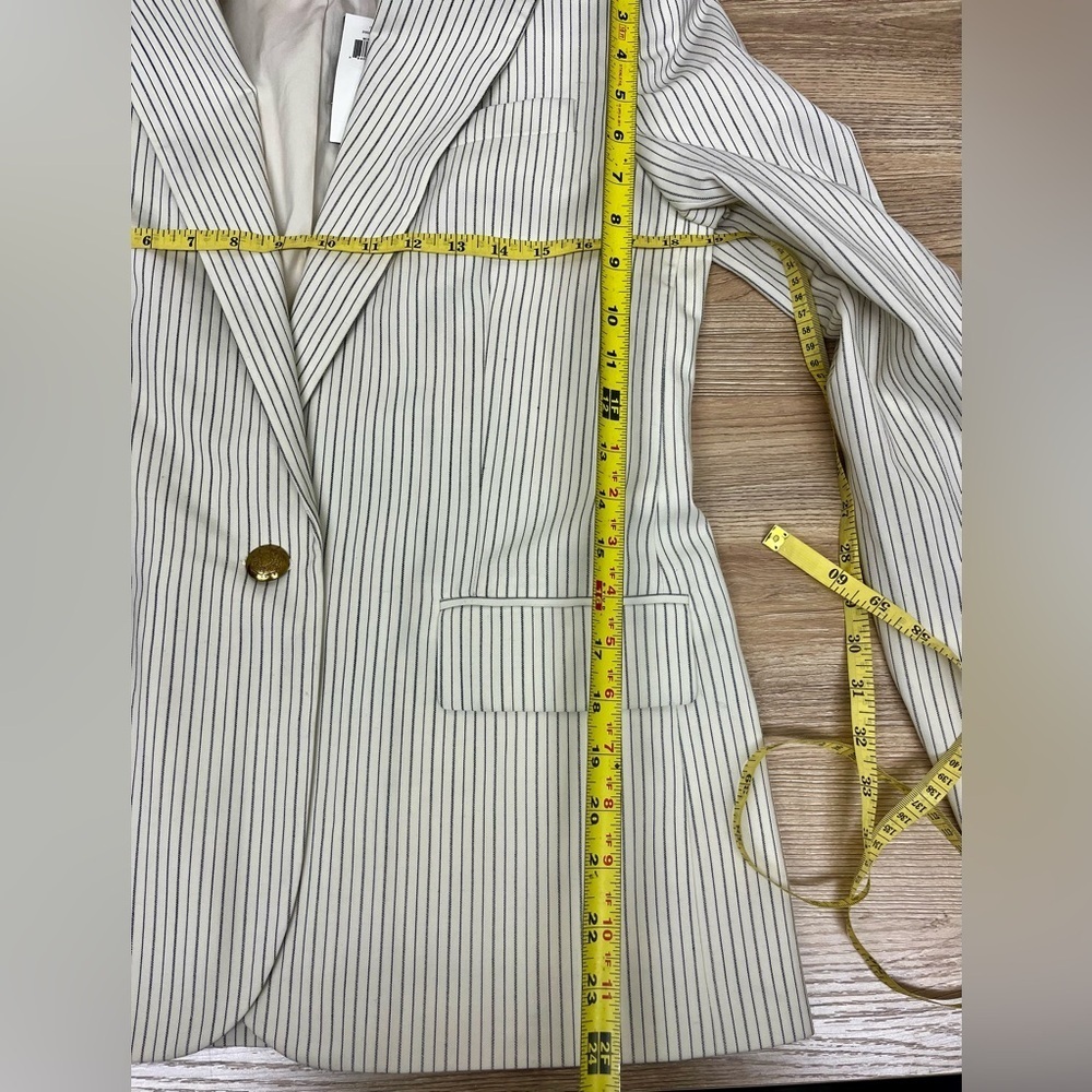 Lauren Ralph Lauren Women's Pinstripe-Print Straight-Fit Blazer - Cream Size 10 - Picture 14 of 14